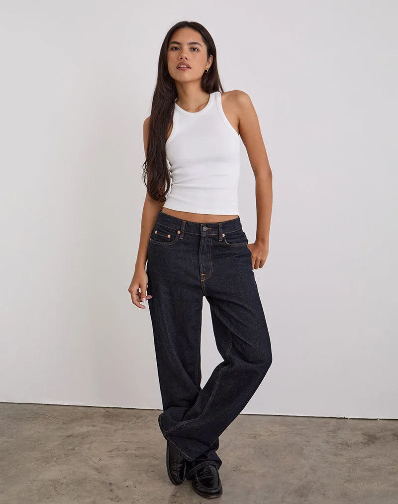 Low Slung Slim Parallel Jeans in Indigo sold by Motel Rocks