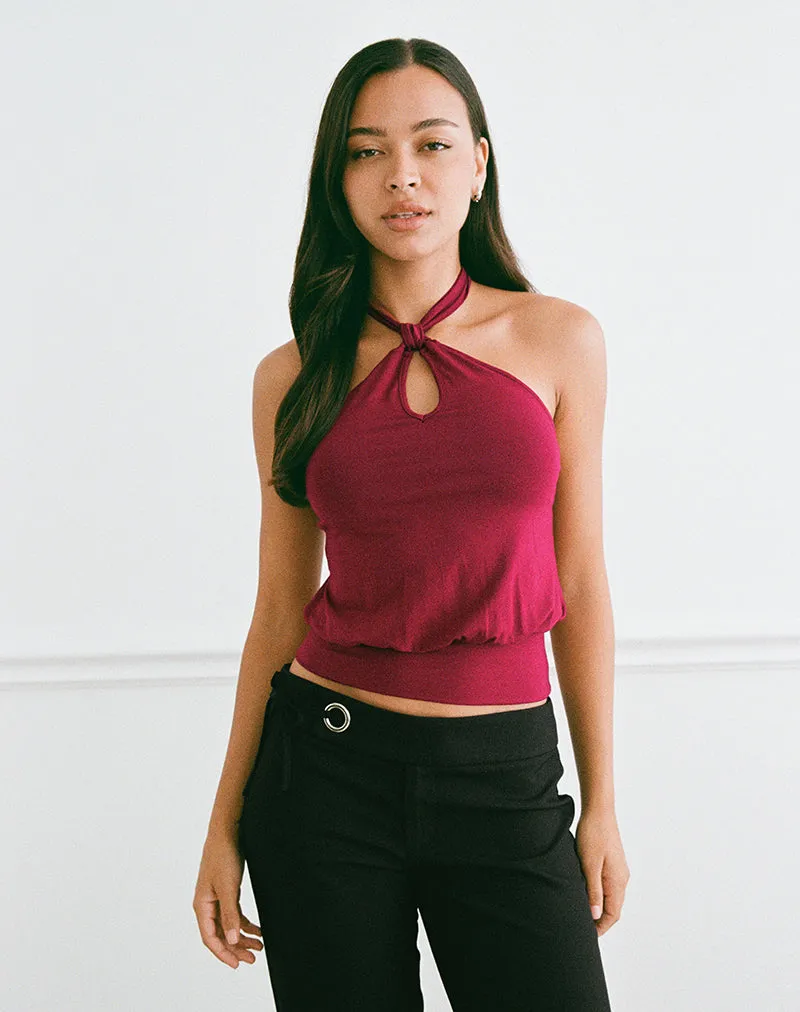 Giunea Knot Halter Top in Burgundy sold by Motel Rocks product image thumbnail 5