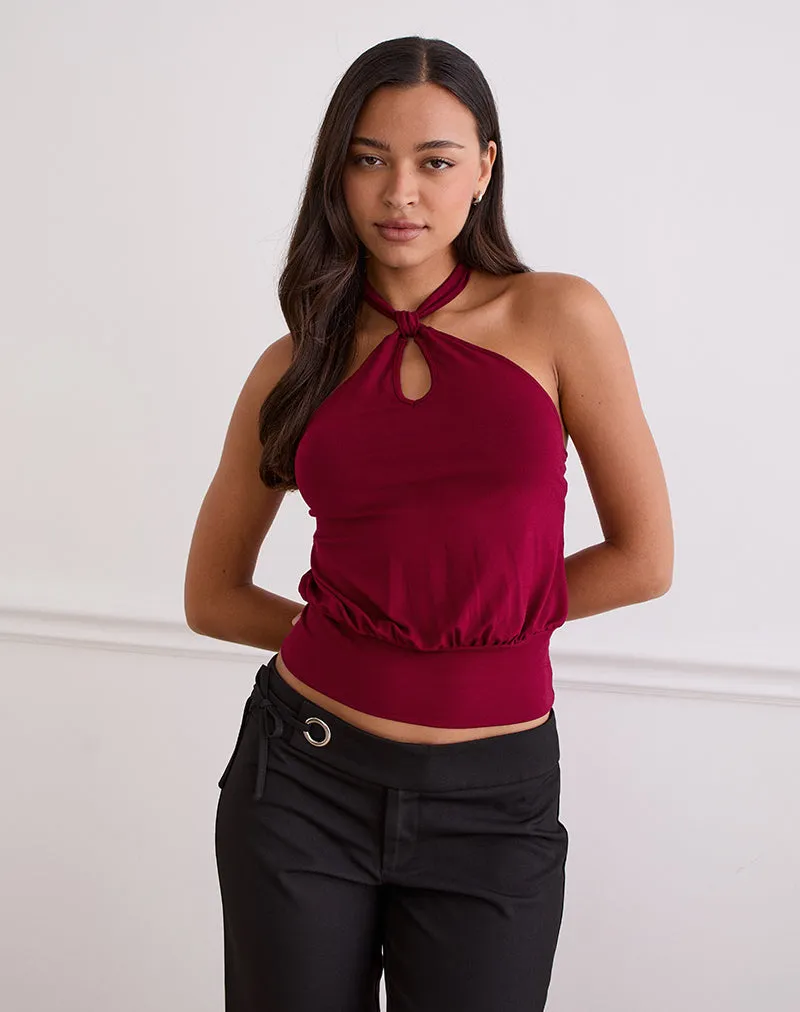 Giunea Knot Halter Top in Burgundy sold by Motel Rocks product image thumbnail 4