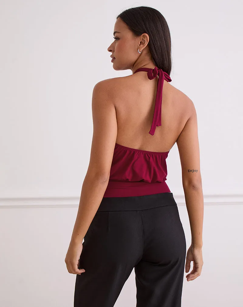 Giunea Knot Halter Top in Burgundy sold by Motel Rocks product image thumbnail 3