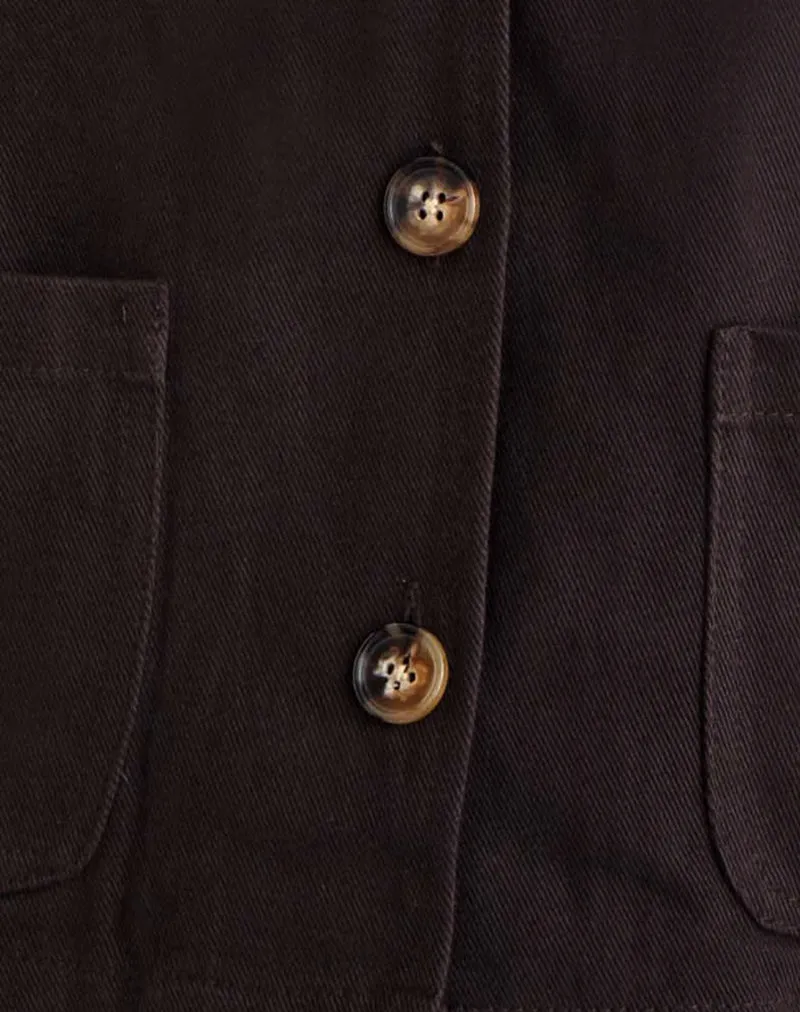 Calva Boxy Jacket in Chocolate Brown sold by Motel Rocks product image thumbnail 5