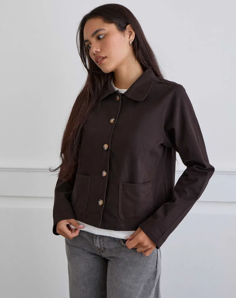 Calva Boxy Jacket in Chocolate Brown sold by Motel Rocks product image thumbnail 3