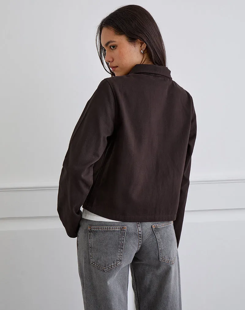 Calva Boxy Jacket in Chocolate Brown sold by Motel Rocks product image thumbnail 4