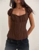 Rolina Blouse in Chiffon Brown sold by Motel Rocks