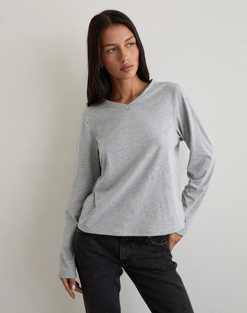 Feman Top in Jersey Grey Marl sold by Motel Rocks