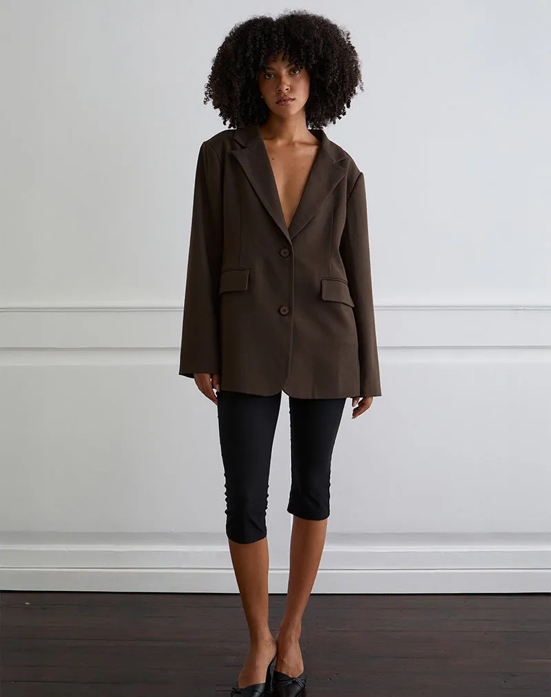 Maiwa Textured Tailoring Blazer in Brown sold by Motel Rocks
