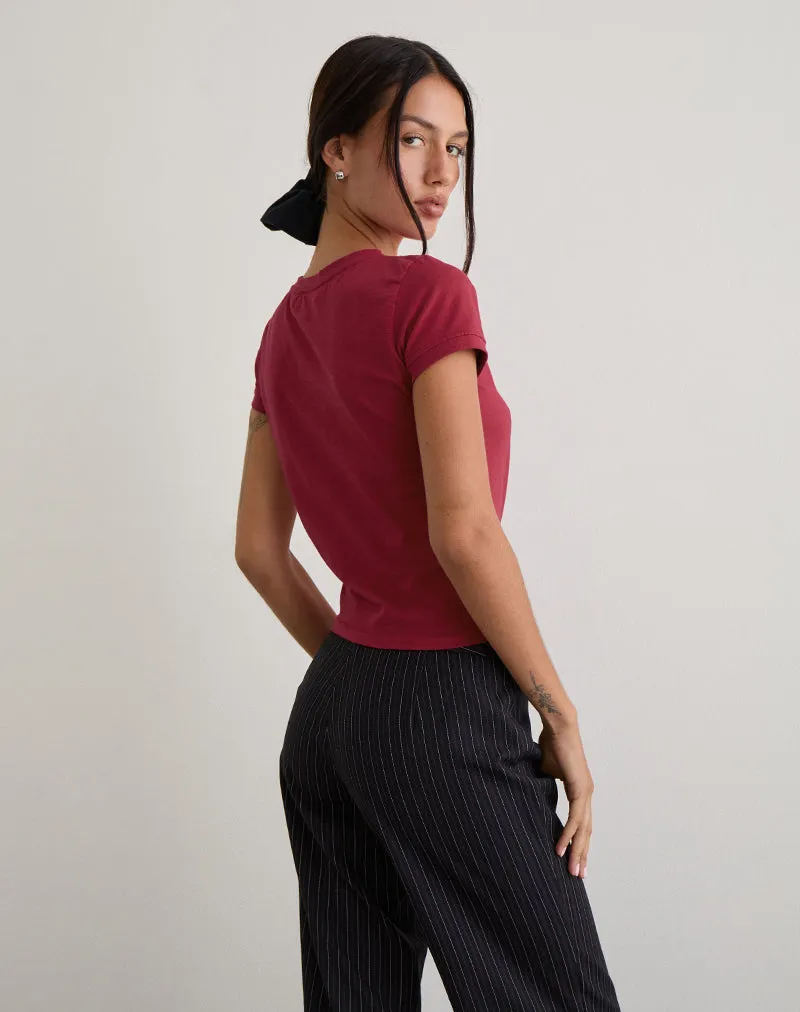 Sutin Tee in Adrenaline Red sold by Motel Rocks product image thumbnail 4