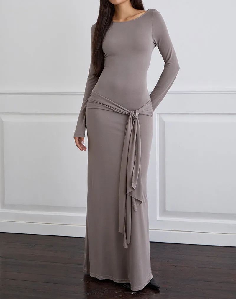 Zeya Maxi Dress in Cupro Taupe Grey sold by Motel Rocks product image thumbnail 2