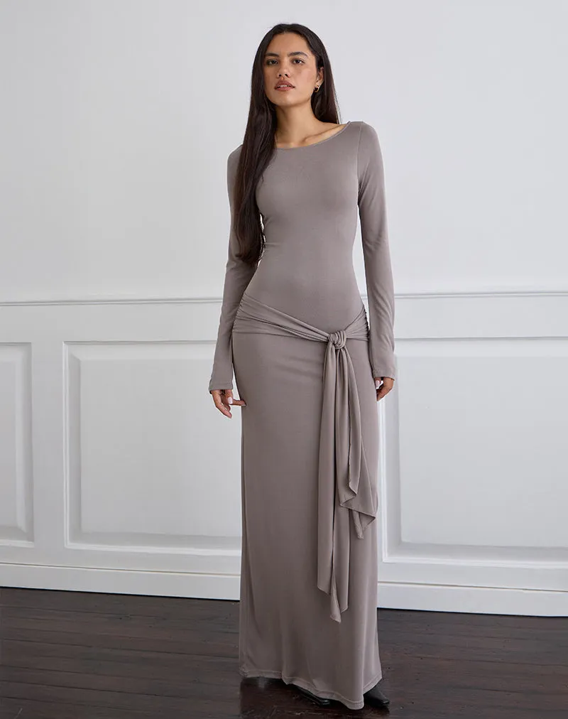 Zeya Maxi Dress in Cupro Taupe Grey sold by Motel Rocks product image thumbnail 3