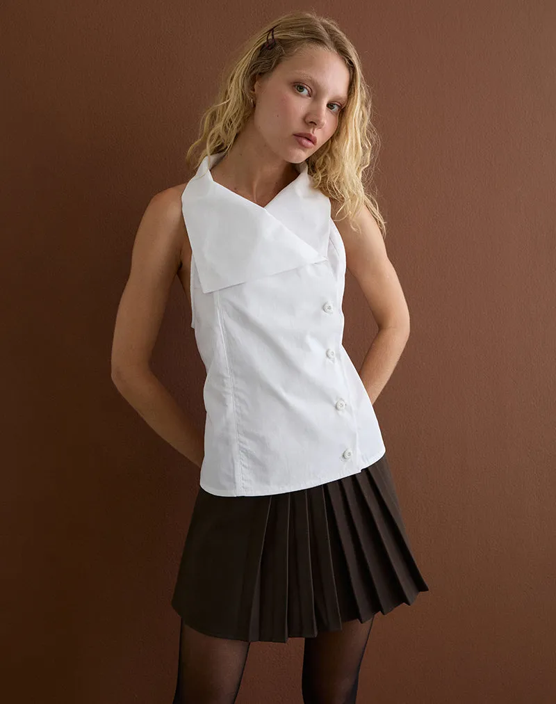 Zosia Asymmetric Button Blouse in White sold by Motel Rocks product image thumbnail 3