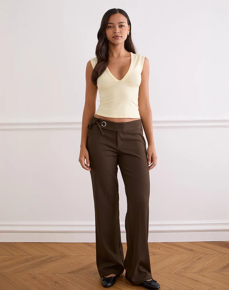 Tova Tie Tailoring Trousers in Chocolate sold by Motel Rocks product image thumbnail 2