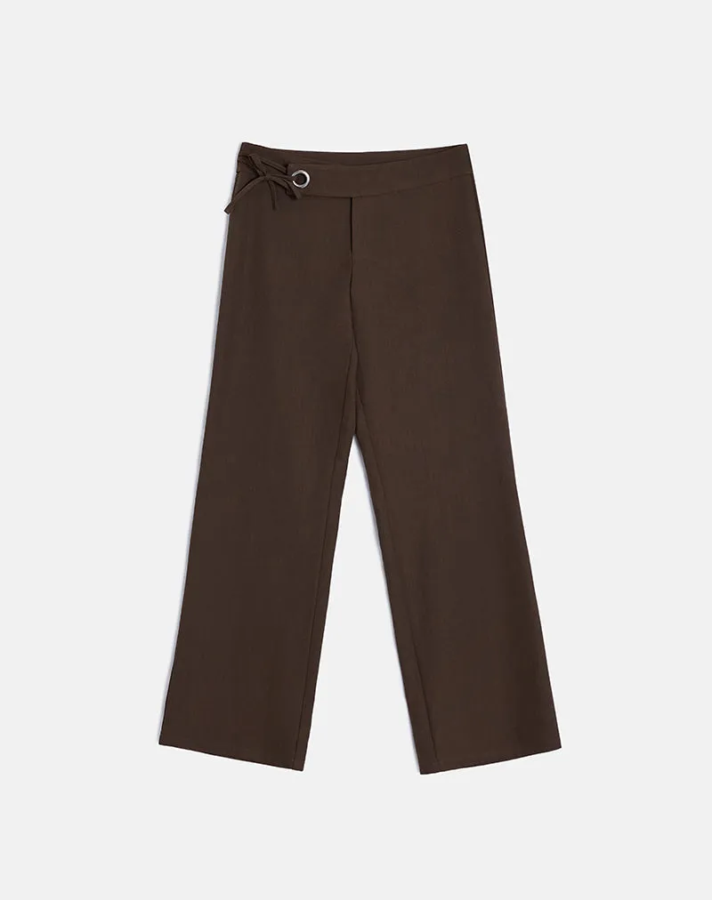 Tova Tie Tailoring Trousers in Chocolate sold by Motel Rocks product image thumbnail 3