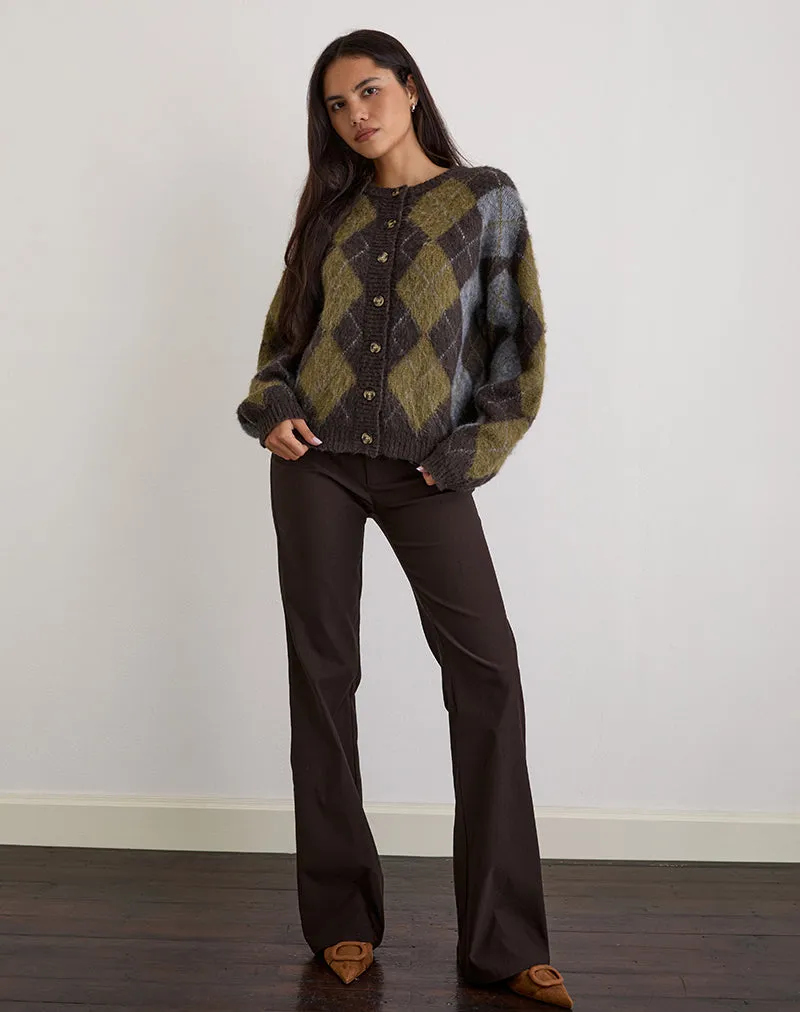 Eliana Cardigan in Knit Argyle Brown sold by Motel Rocks product image thumbnail 2