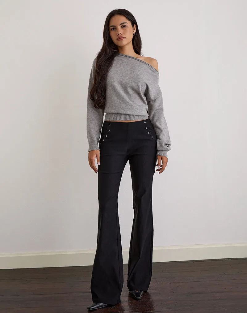 Olira Flare Trouser with Eyelets in Tailored Black sold by Motel Rocks product image thumbnail 3