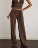 Donata Trouser in Cupro Dark Brown sold by Motel Rocks