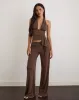 Donata Trouser in Cupro Dark Brown sold by Motel Rocks