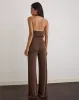 Donata Trouser in Cupro Dark Brown sold by Motel Rocks