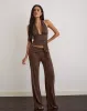 Donata Trouser in Cupro Dark Brown sold by Motel Rocks