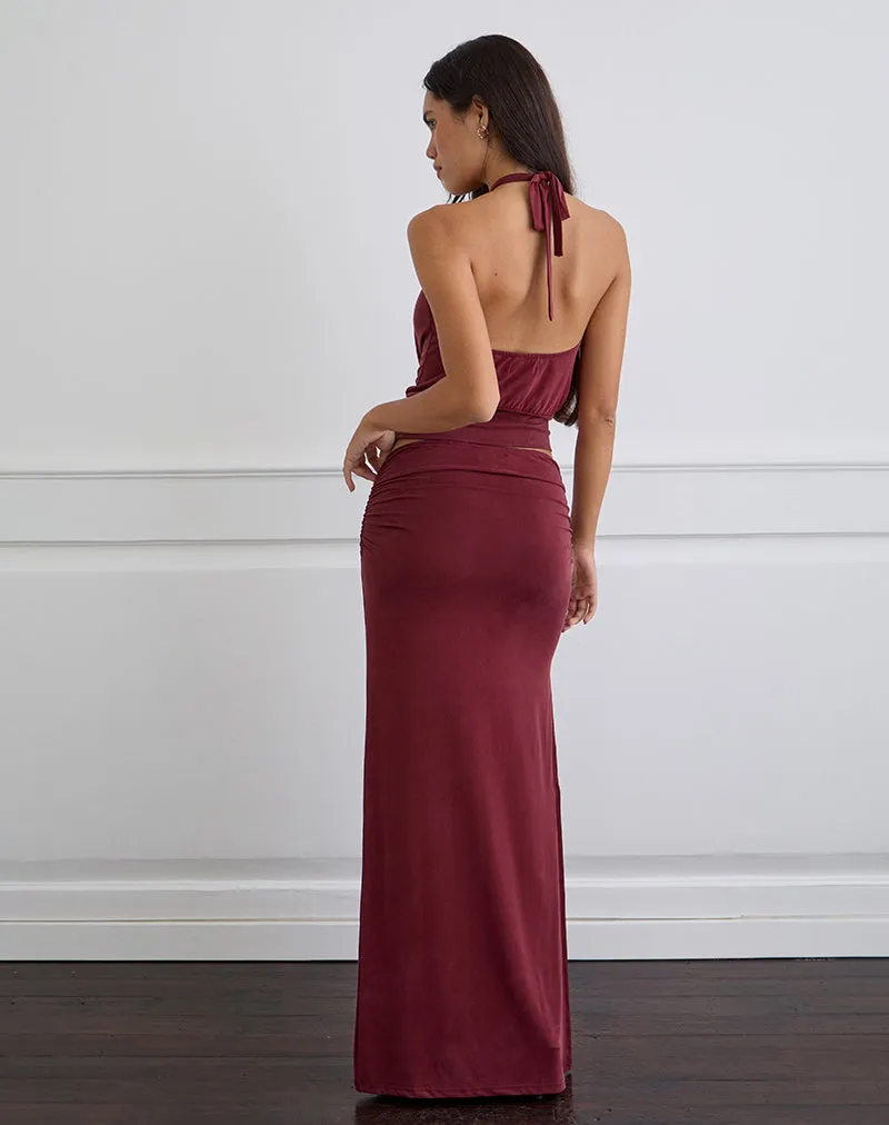 Venya Maxi Skirt in Cupro Burgundy sold by Motel Rocks product image thumbnail 5