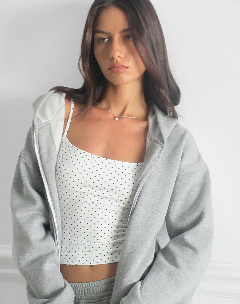 Solay Cami Top in White with Black Micro Polka Print sold by Motel Rocks product image thumbnail 2