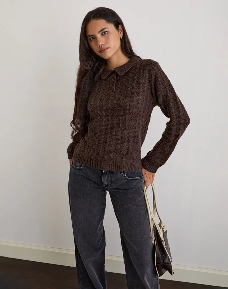 Dalina Knit Jumper in Check Brown sold by Motel Rocks product image thumbnail 2