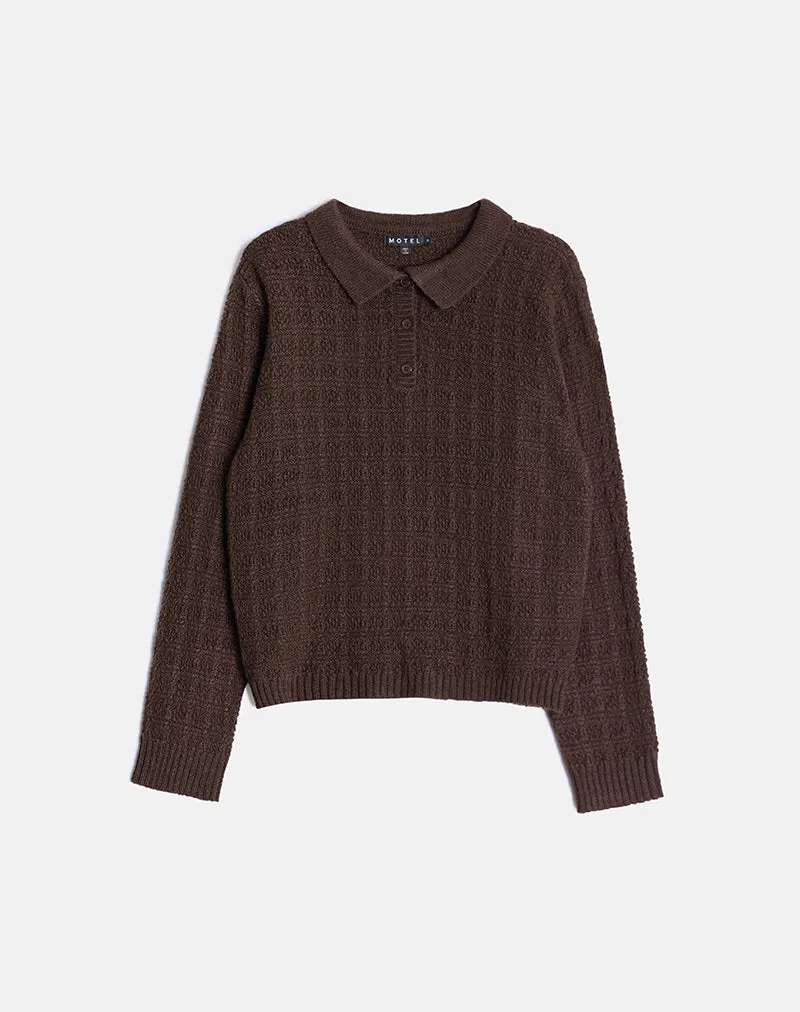 Dalina Knit Jumper in Check Brown sold by Motel Rocks product image thumbnail 3