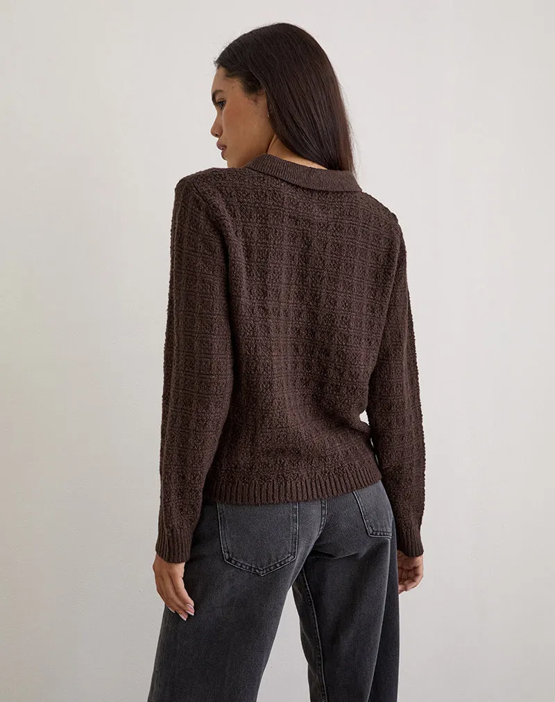 Dalina Knit Jumper in Check Brown sold by Motel Rocks product image thumbnail 4