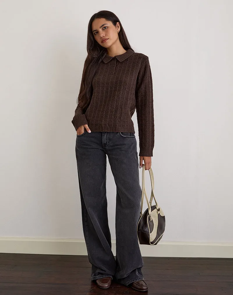 Dalina Knit Jumper in Check Brown sold by Motel Rocks product image thumbnail 5
