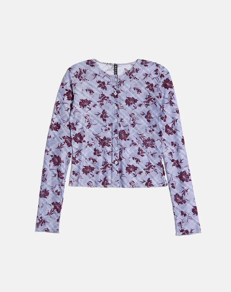 Kahula Top in Lotus Flock Check Lavender sold by Motel Rocks product image thumbnail 5