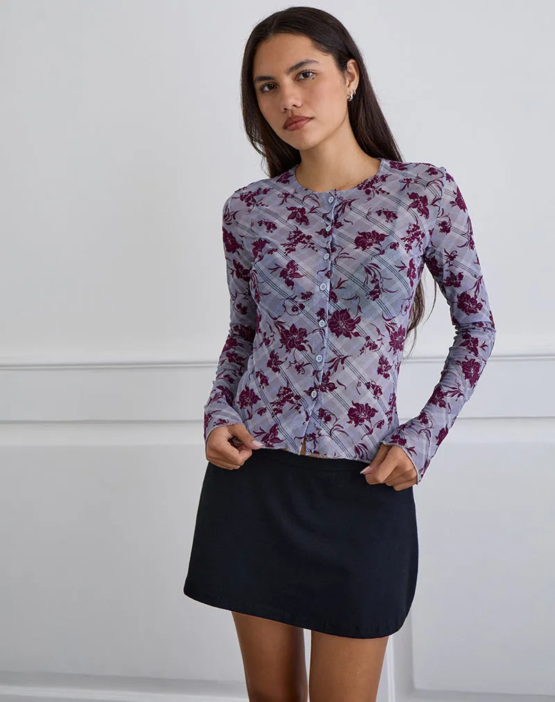 Kahula Top in Lotus Flock Check Lavender sold by Motel Rocks product image thumbnail 3