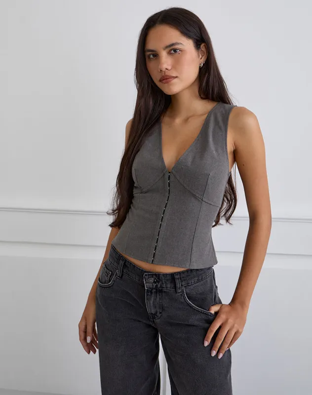 Salpa Plunge Top in Tailoring Charcoal made by Motel Rocks