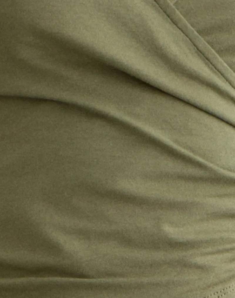 Kien Long Sleeve Wrap Top in Olive sold by Motel Rocks product image thumbnail 5