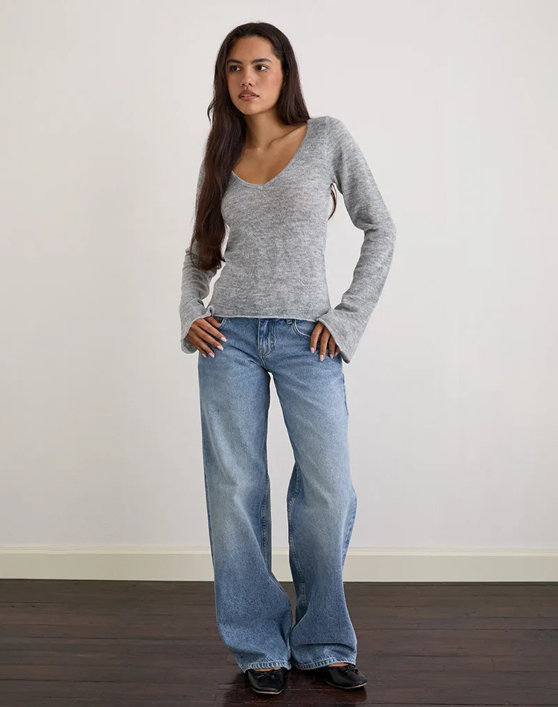 Ashla Long Sleeve Top in Sheer Knit Grey sold by Motel Rocks