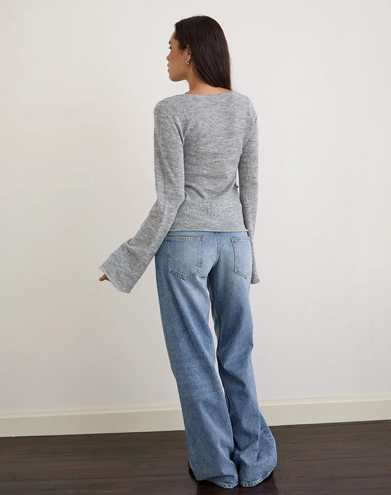 Ashla Long Sleeve Top in Sheer Knit Grey sold by Motel Rocks product image thumbnail 5
