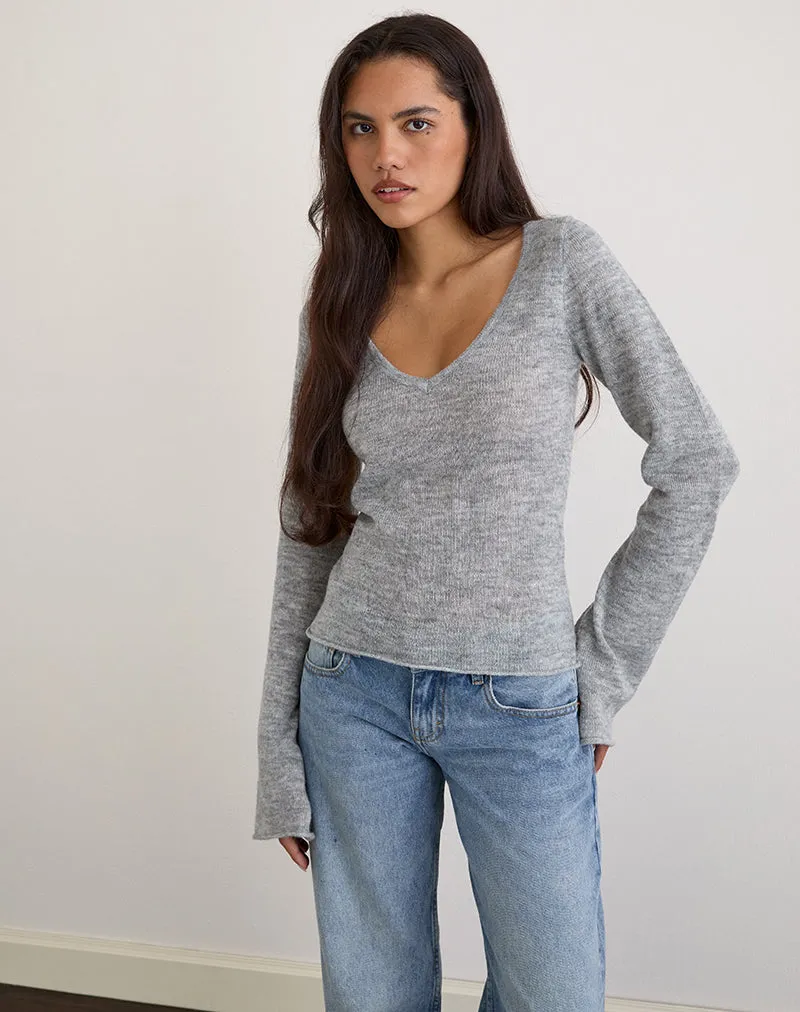 Ashla Long Sleeve Top in Sheer Knit Grey sold by Motel Rocks product image thumbnail 4