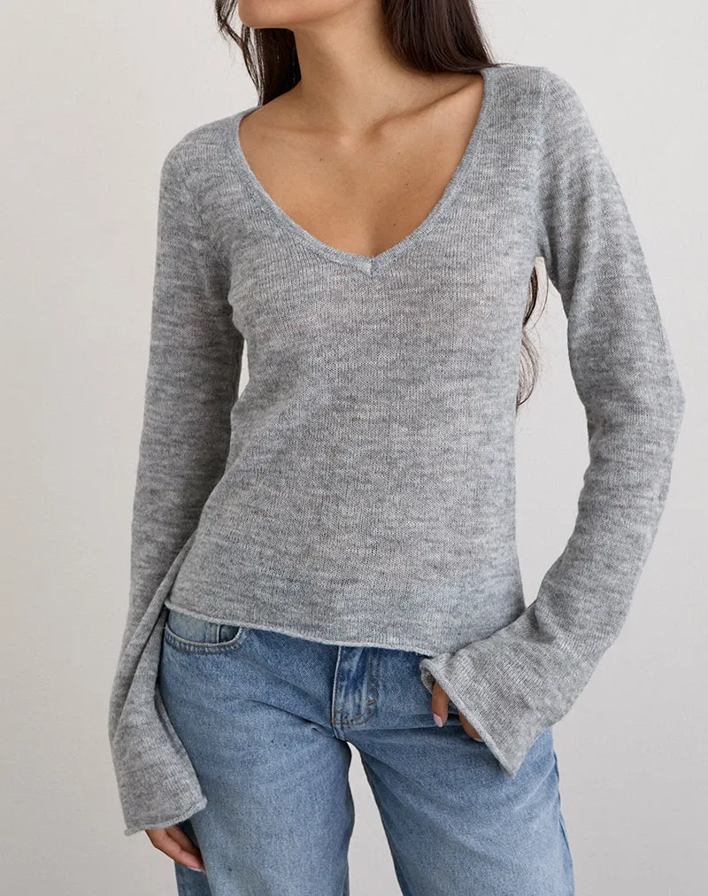 Ashla Long Sleeve Top in Sheer Knit Grey sold by Motel Rocks product image thumbnail 3