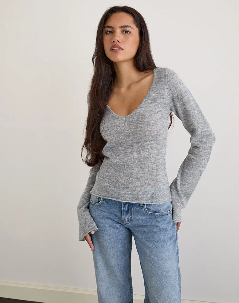 Ashla Long Sleeve Top in Sheer Knit Grey sold by Motel Rocks product image thumbnail 2