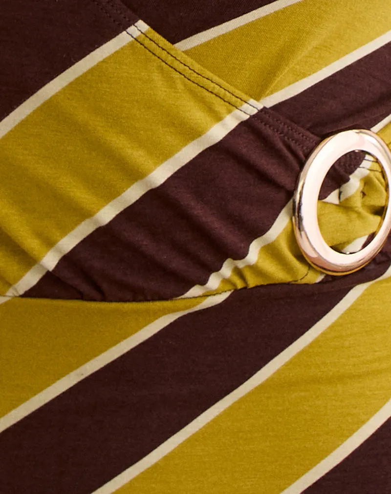 Tomiju Cross Over Top in Retro Stripe Yellow sold by Motel Rocks product image thumbnail 5