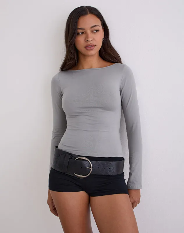 Amabon Long Sleeve Top in Grey sold by Motel Rocks