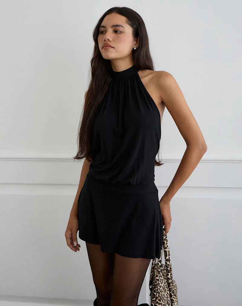 Vaklina Mini Dress in Rayon Jersey Black sold by Motel Rocks product image thumbnail 4
