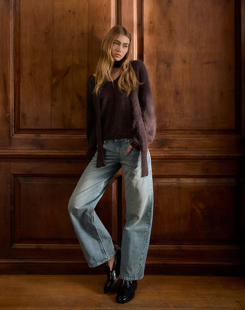 Dikara Jumper with Scarf in Knit Brown sold by Motel Rocks product image thumbnail 2