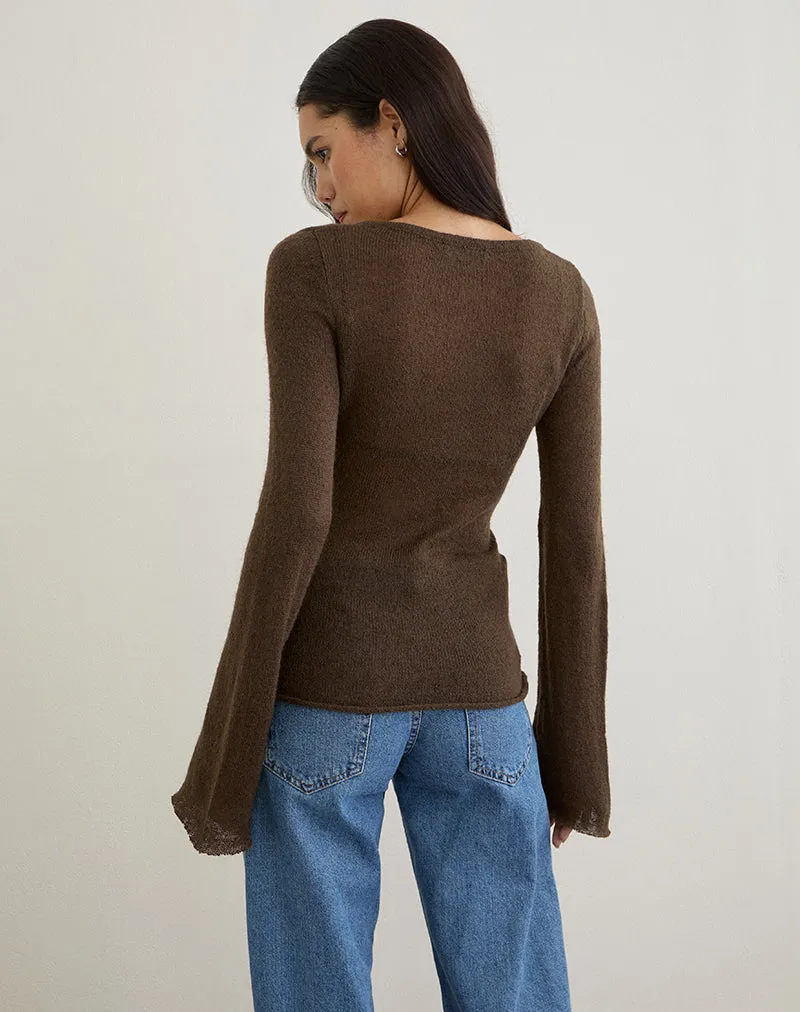 Ashla Top in Sheer Knit Dark Chocolate sold by Motel Rocks product image thumbnail 5