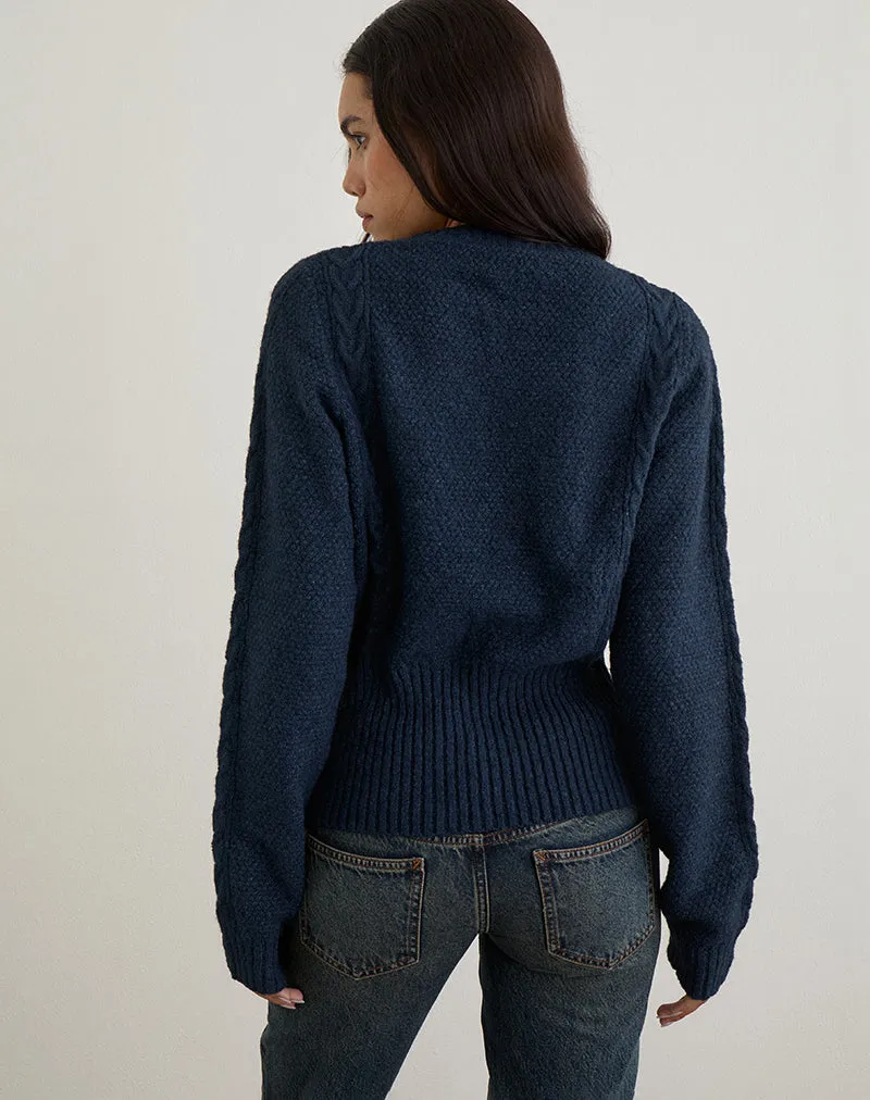 Anitra Cardigan in Cable Knit Navy sold by Motel Rocks product image thumbnail 4