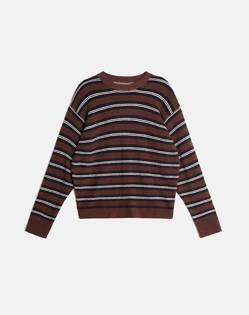 Ishari Jumper in Stripe Brown Multi sold by Motel Rocks product image thumbnail 4