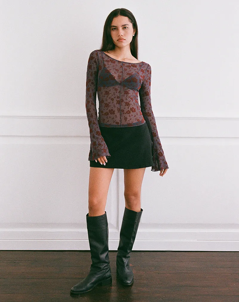 Zerlin Top in Garden Floral Blue Grey sold by Motel Rocks product image thumbnail 5