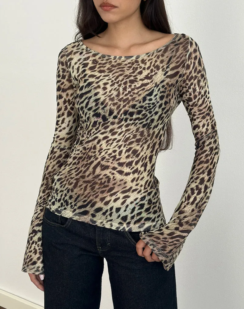 Tineko Long Sleeve Top in Leopard Dance Brown sold by Motel Rocks product image thumbnail 4
