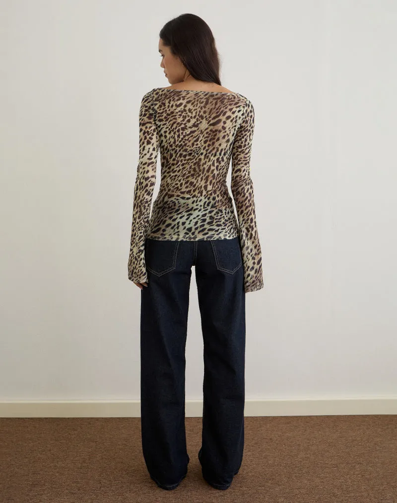 Tineko Long Sleeve Top in Leopard Dance Brown sold by Motel Rocks product image thumbnail 5