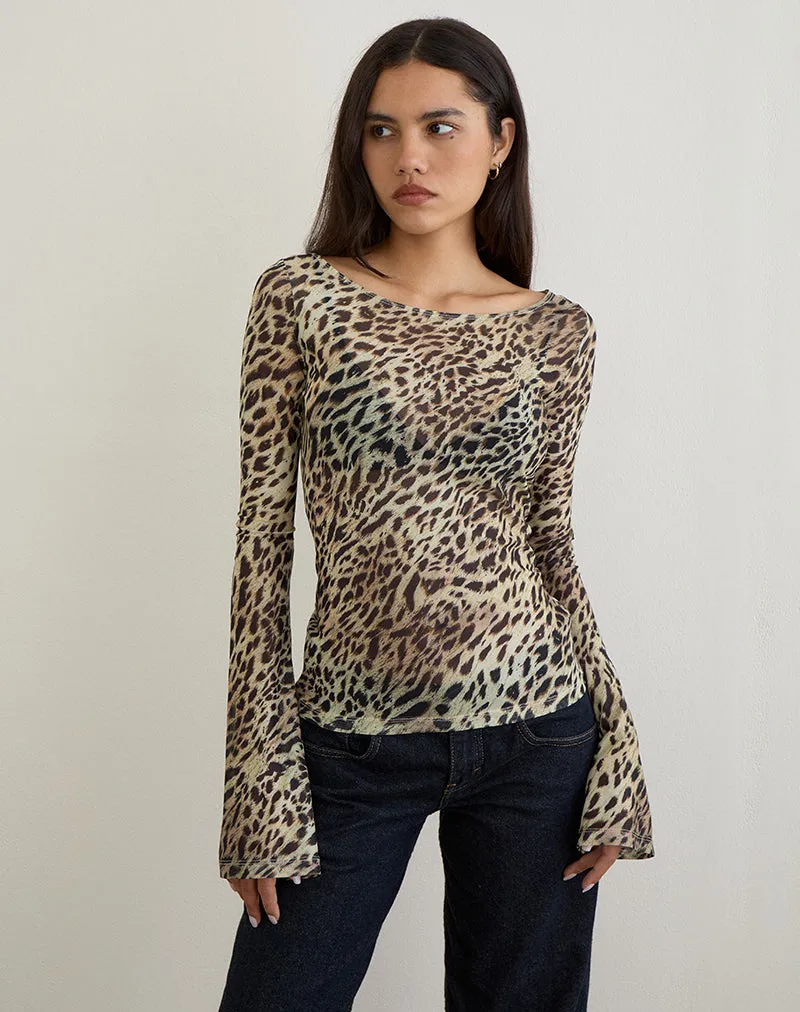 Tineko Long Sleeve Top in Leopard Dance Brown sold by Motel Rocks product image thumbnail 3