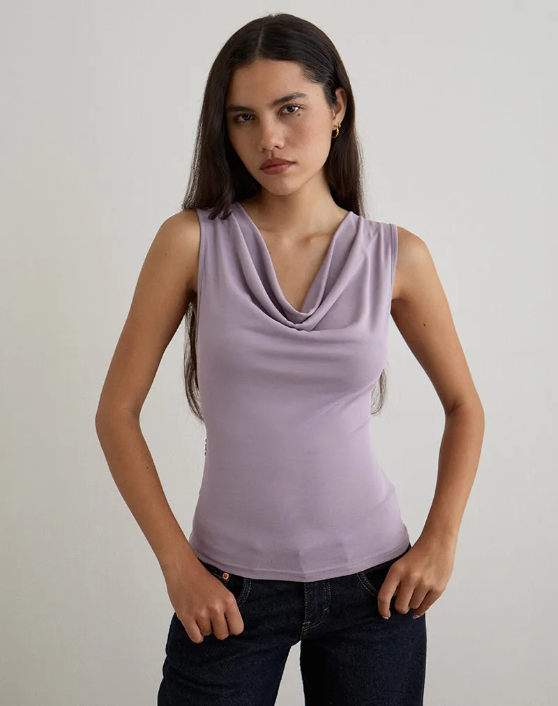 Nali Cowl Knot Top in Cupro Lavender sold by Motel Rocks product image thumbnail 5