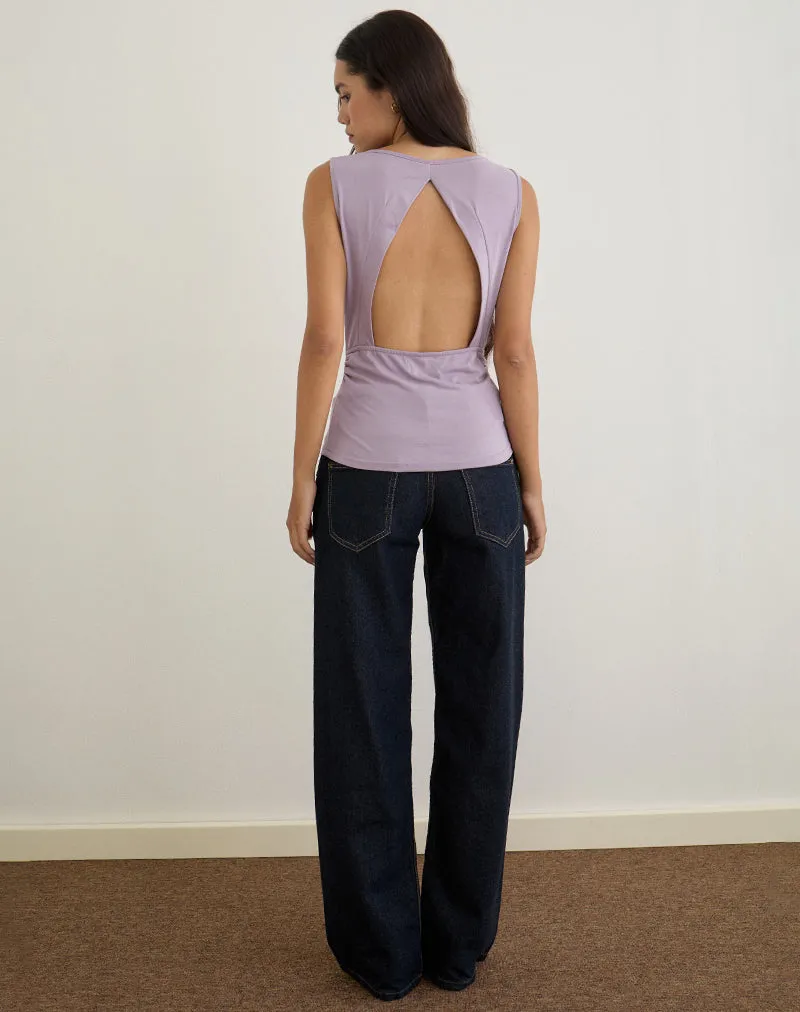 Nali Cowl Knot Top in Cupro Lavender sold by Motel Rocks product image thumbnail 4